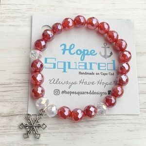 Holiday snowflake beaded charm bracelet